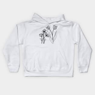 LINE ART FLOWERS Kids Hoodie